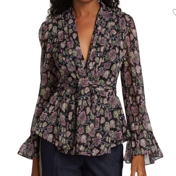 CINQ À SEPT Marlow V-Neck Top - Size Medium - Picture 7 of 8